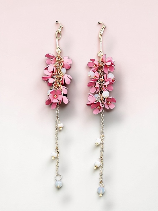 Betsey Johnson Jewelry - Delicate Pink Petal Cluster Drop Earrings
